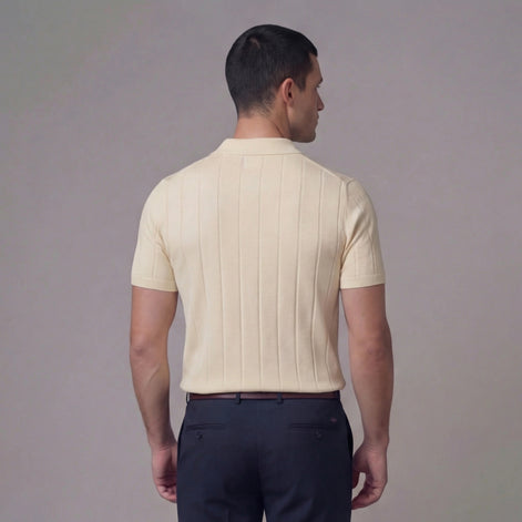 Men's Rib-Knit Polo Shirt