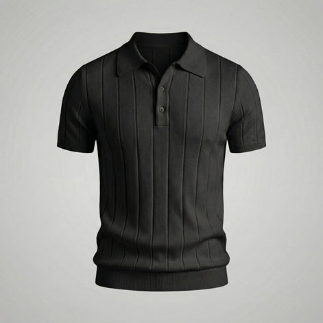 Men's Rib-Knit Polo Shirt