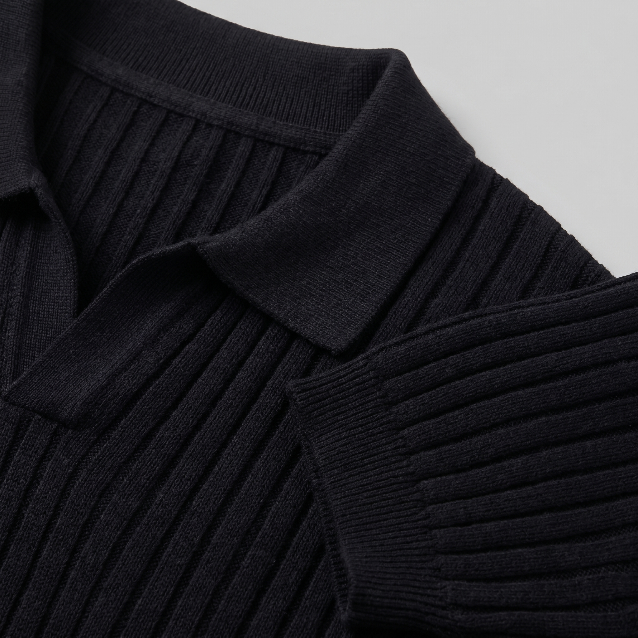 Men's Rib-Knit Polo Shirt with Short Sleeves