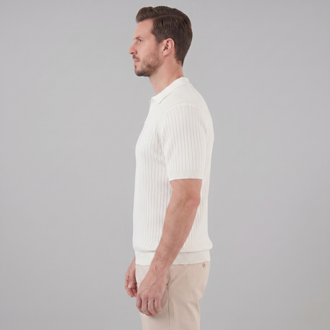 Men's Rib-Knit Polo Shirt with Short Sleeves