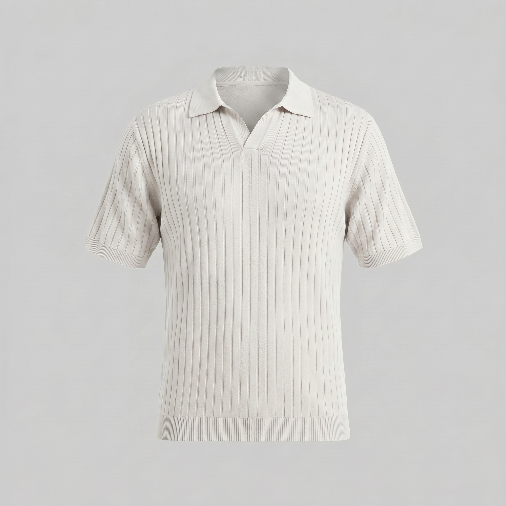 Men's Rib-Knit Polo Shirt with Short Sleeves