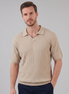 Men's Rib-Knit Polo Shirt with Short Sleeves