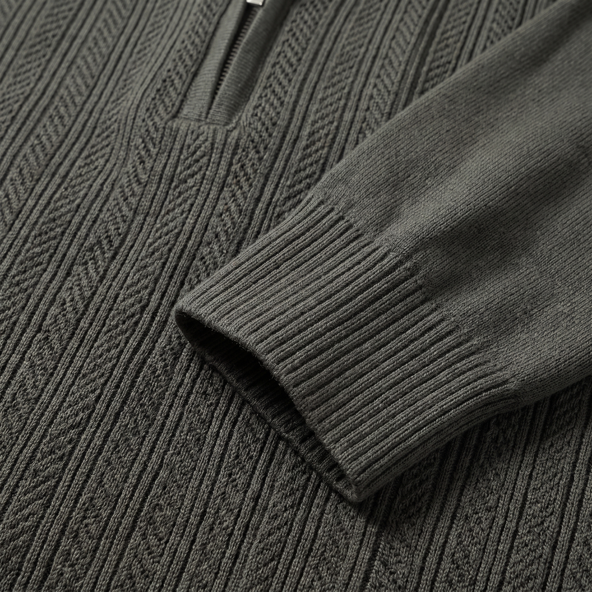 Men's Rib Knit Polo Shirt with Zipper
