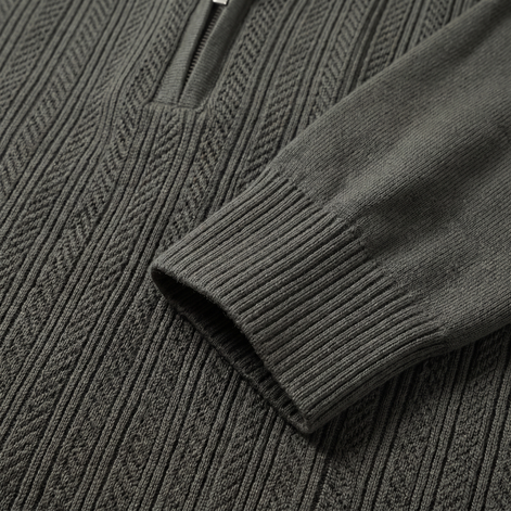 Men's Rib Knit Polo Shirt with Zipper