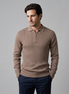Men's Rib Knit Polo Shirt with Zipper