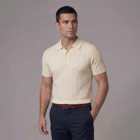 Men's Rib-Knit Polo Shirt