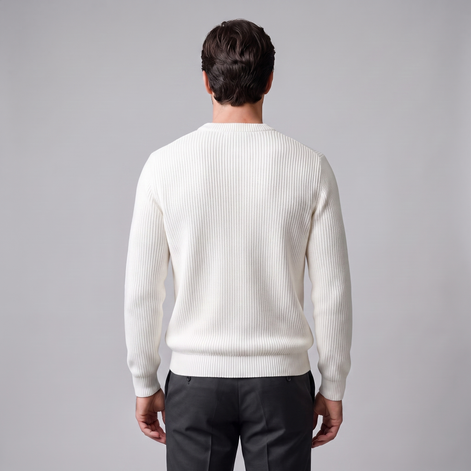 Men's Ribbed Crew Neck Cotton Sweater