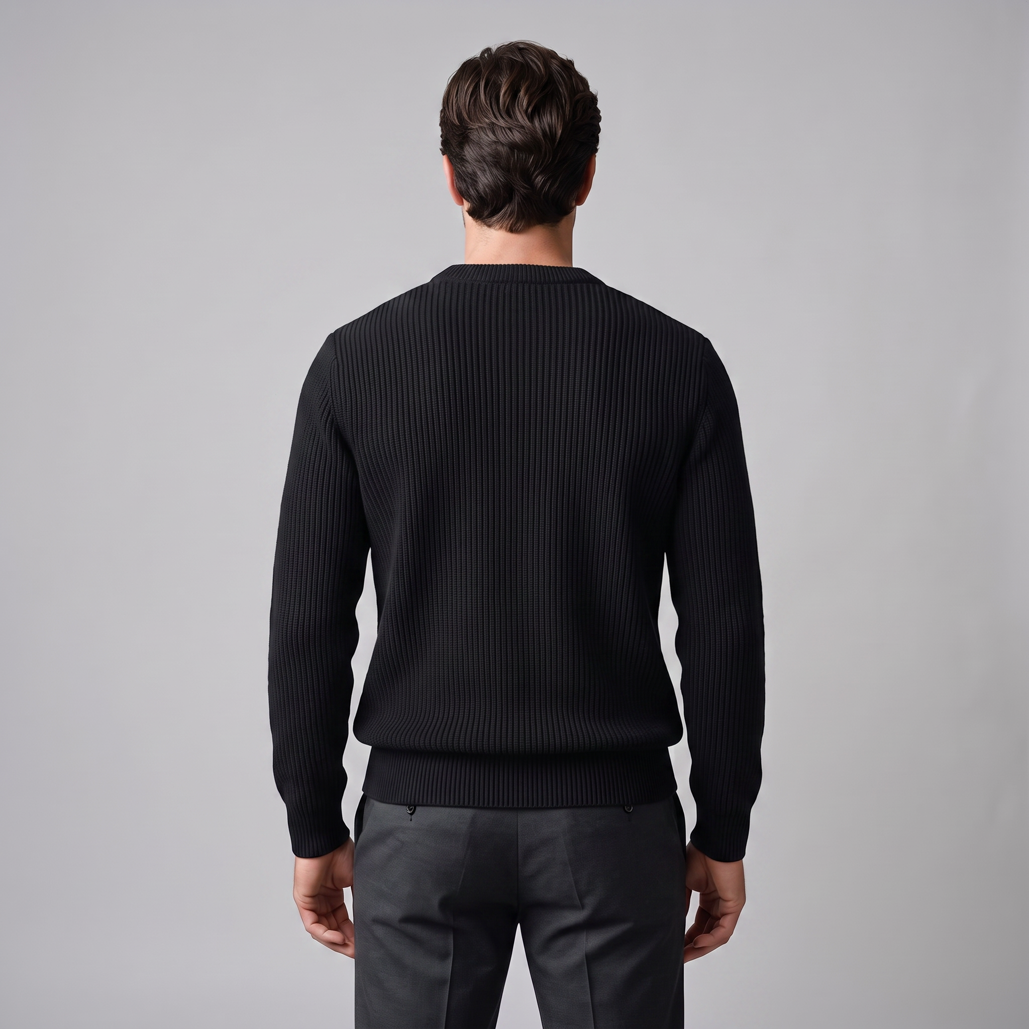 Men's Ribbed Crew Neck Cotton Sweater