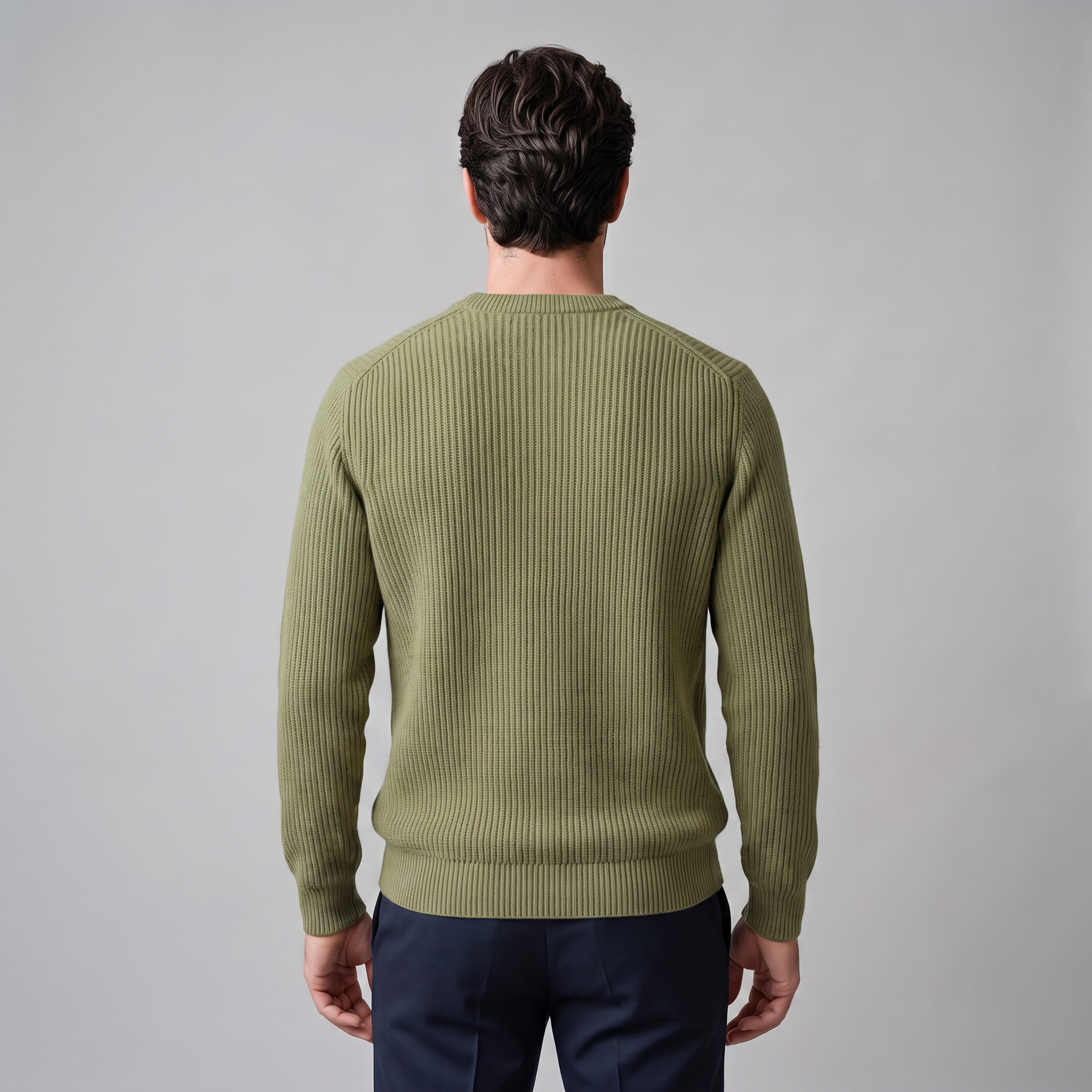 Men's Ribbed Crew Neck Cotton Sweater