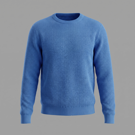 Men's Ribbed Crew Neck Cotton Sweater