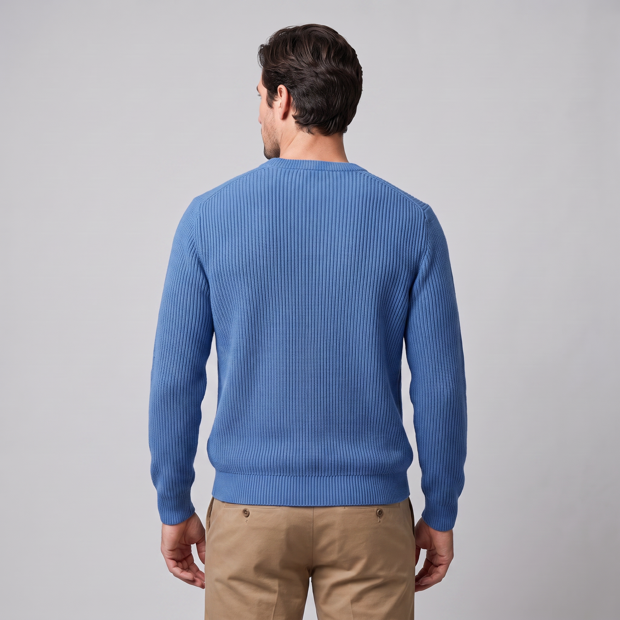 Men's Ribbed Crew Neck Cotton Sweater