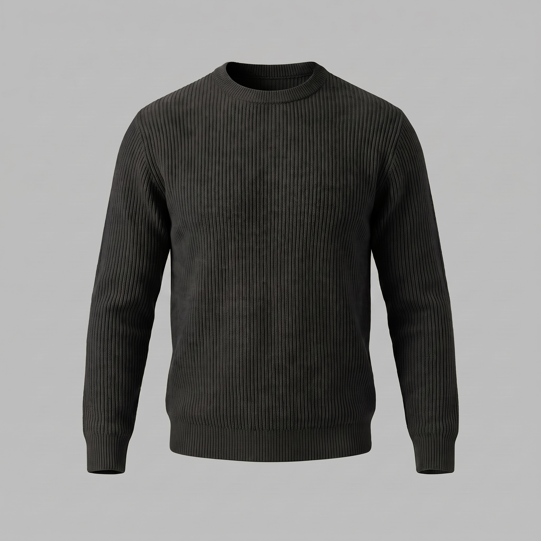 Men's Ribbed Crew Neck Cotton Sweater