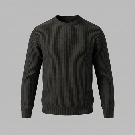 Men's Ribbed Crew Neck Cotton Sweater