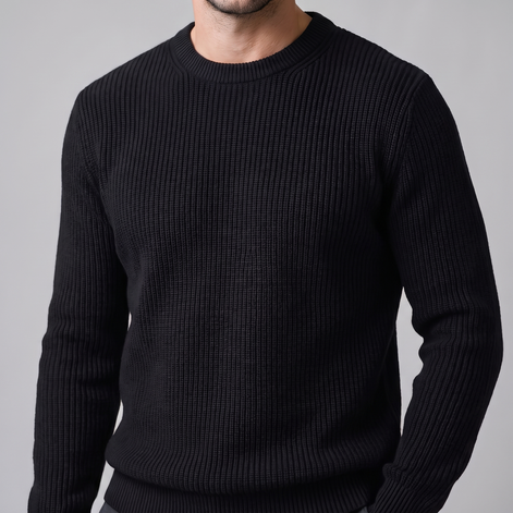 Men's Ribbed Crew Neck Cotton Sweater