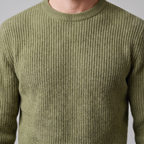 Men's Ribbed Crew Neck Cotton Sweater