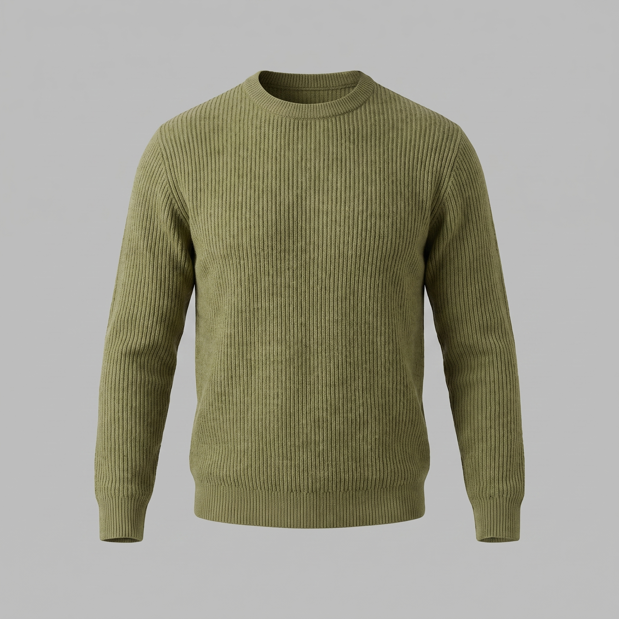 Men's Ribbed Crew Neck Cotton Sweater