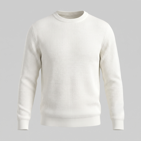 Men's Ribbed Crew Neck Cotton Sweater
