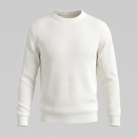 Men's Ribbed Crew Neck Cotton Sweater