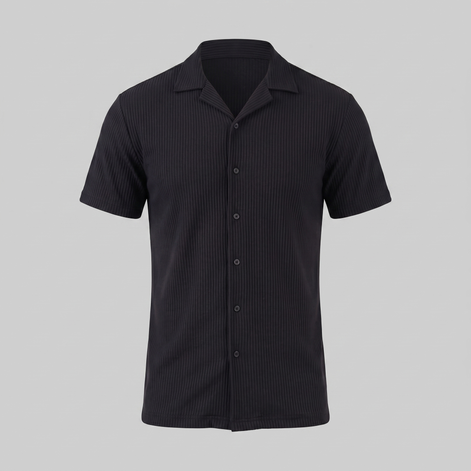 Men's Ribbed Cuban Collar Shirt