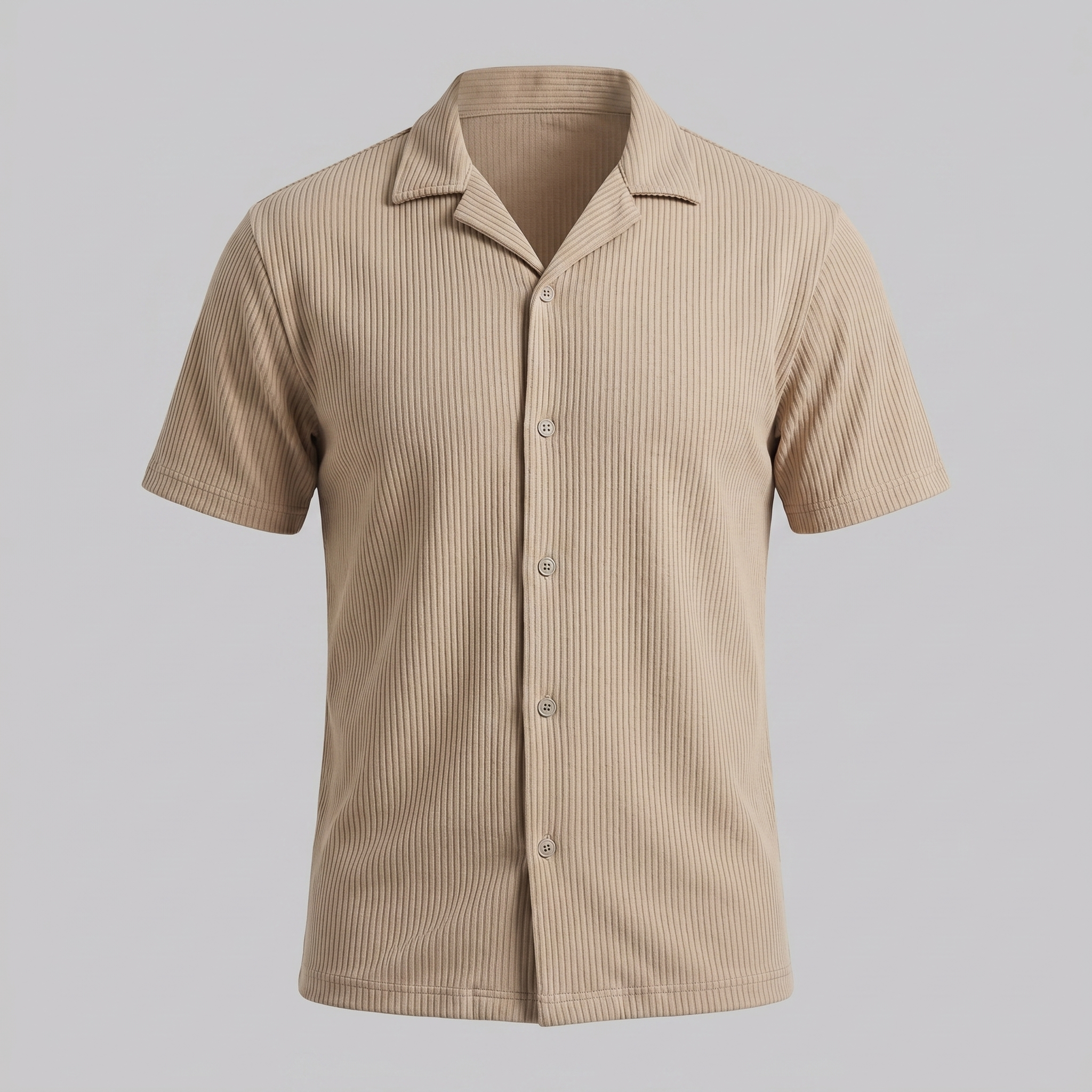 Men's Ribbed Cuban Collar Shirt