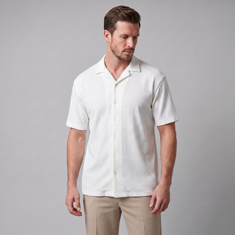 Men's Ribbed Cuban Collar Shirt