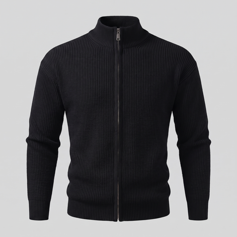 Men's Ribbed Full-Zip Knit Cardigan