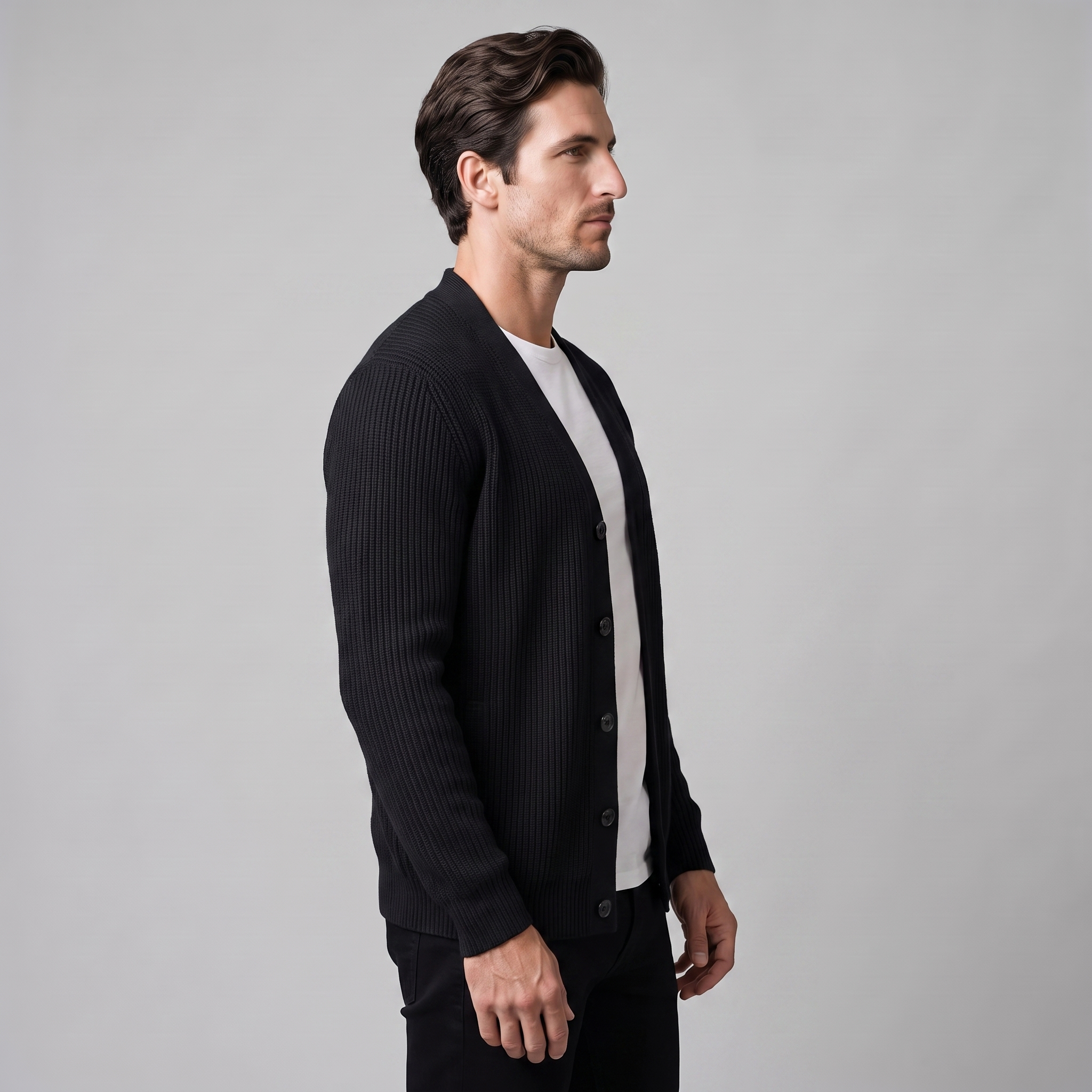 Men's Ribbed Full-Zip Knit Cardigan