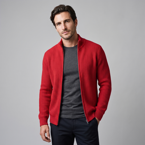 Men's Ribbed Full-Zip Knit Cardigan