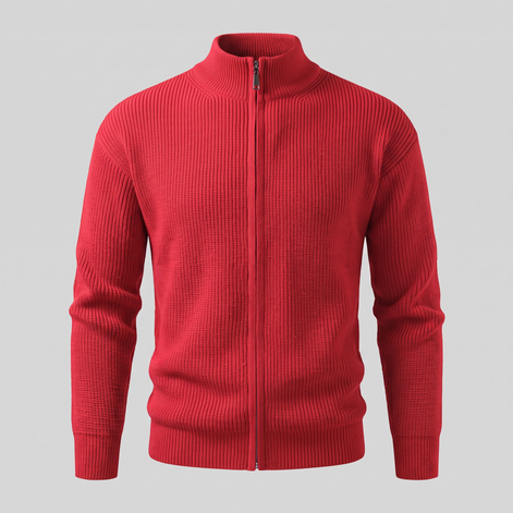 Men's Ribbed Full-Zip Knit Cardigan