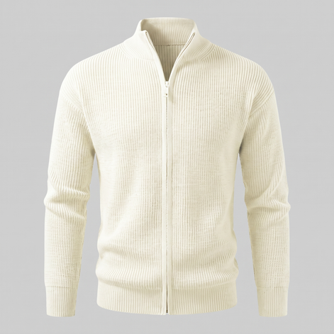 Men's Ribbed Full-Zip Knit Cardigan