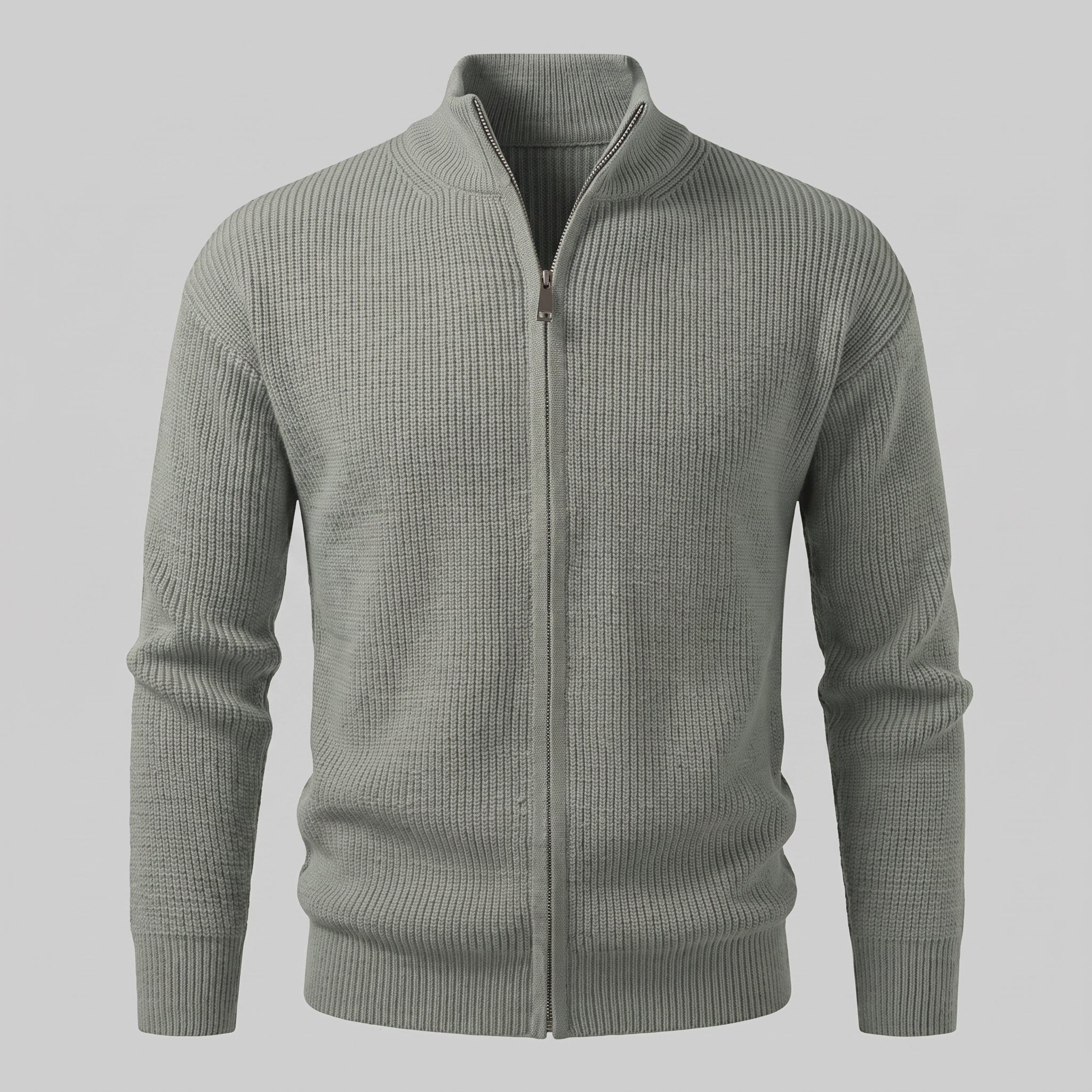 Men's Ribbed Full-Zip Knit Cardigan