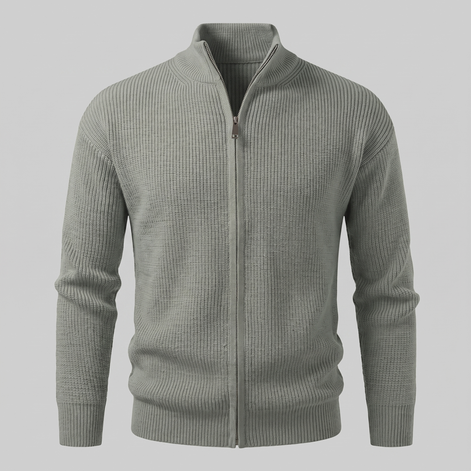 Men's Ribbed Full-Zip Knit Cardigan