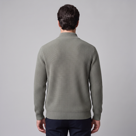 Men's Ribbed Full-Zip Knit Cardigan