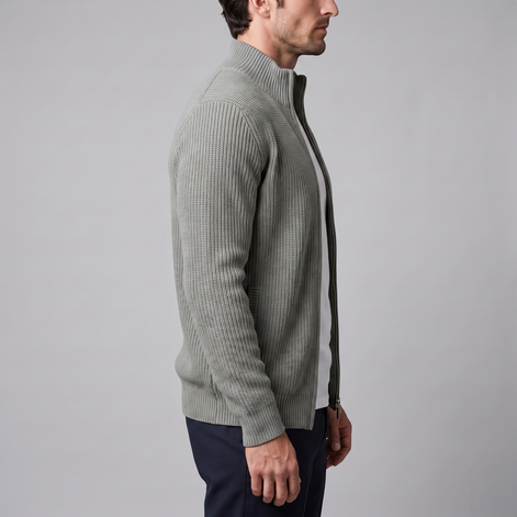 Men's Ribbed Full-Zip Knit Cardigan