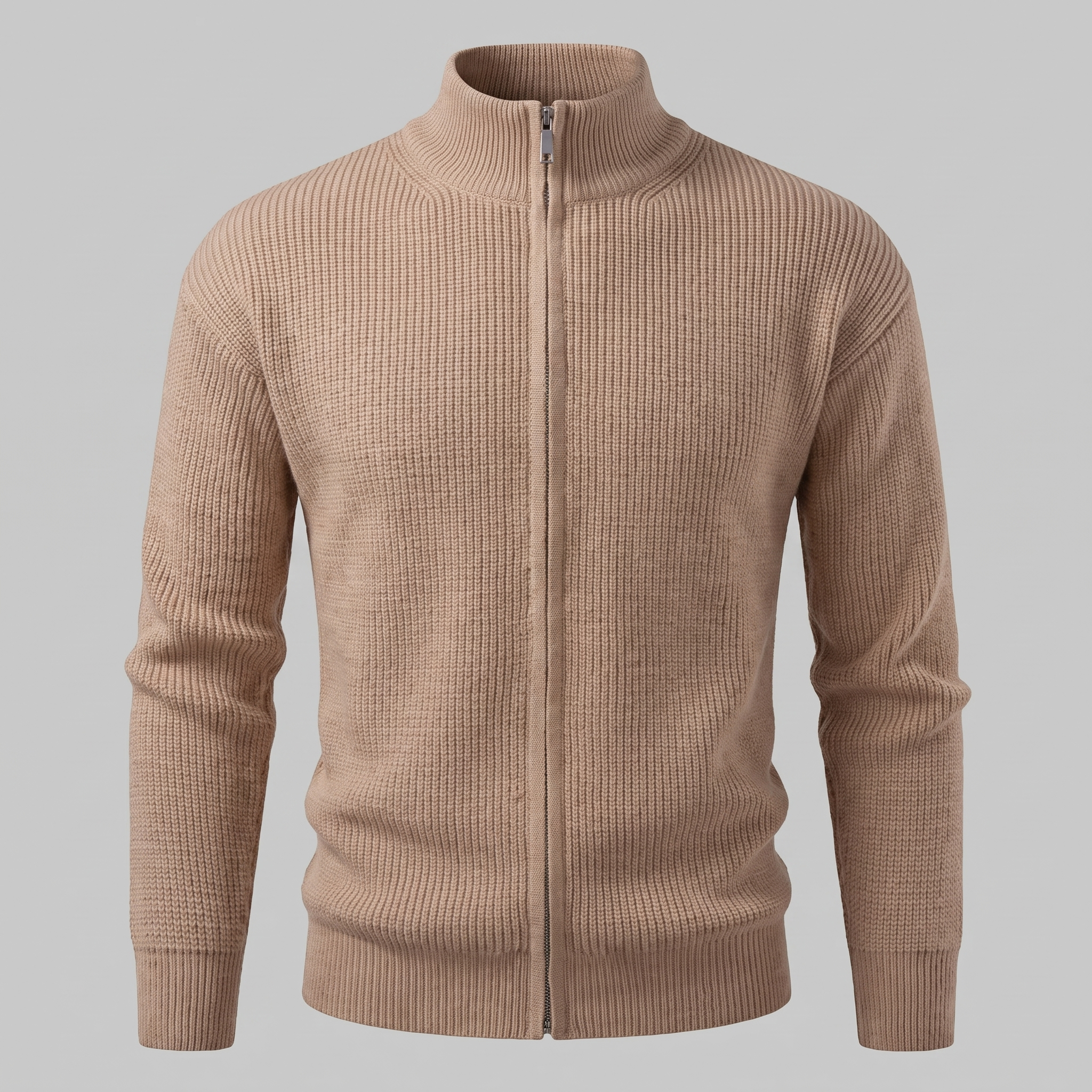 Men's Ribbed Full-Zip Knit Cardigan