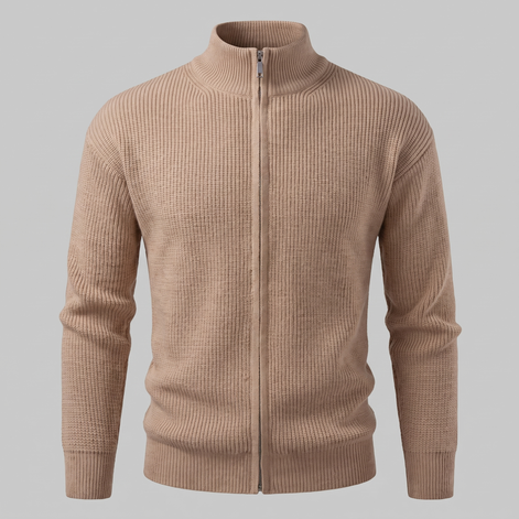 Men's Ribbed Full-Zip Knit Cardigan