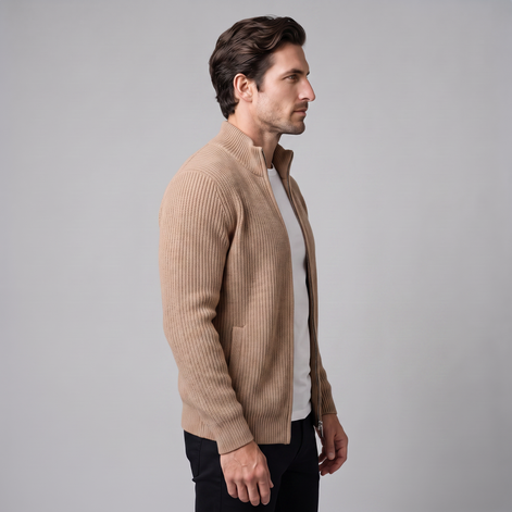 Men's Ribbed Full-Zip Knit Cardigan