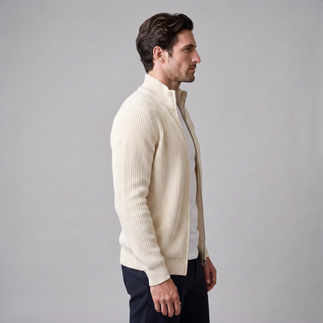 Men's Ribbed Full-Zip Knit Cardigan