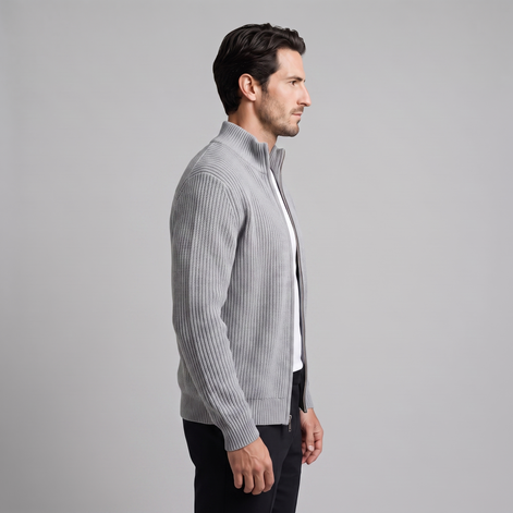 Men's Ribbed Full-Zip Knit Cardigan