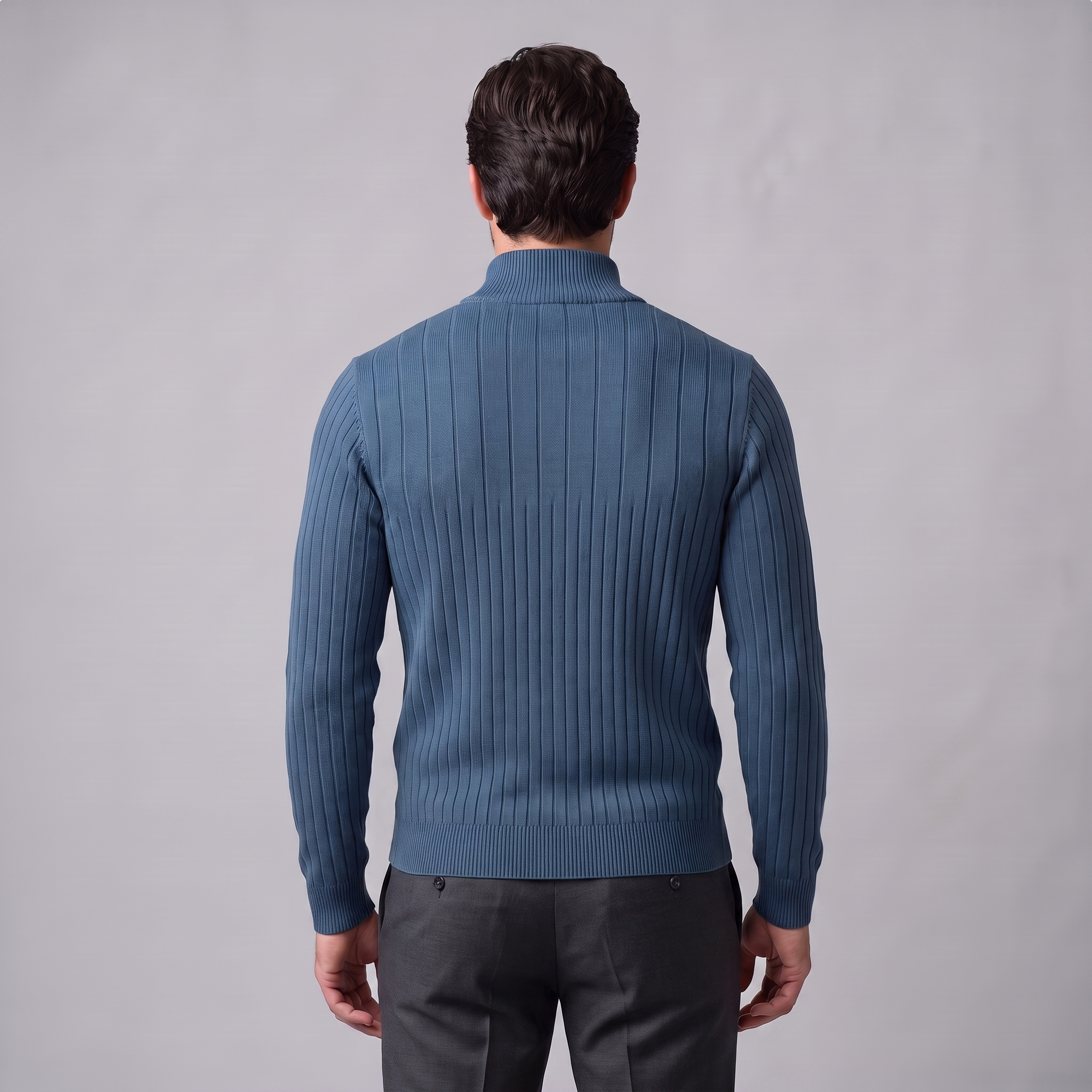 Men's Ribbed Half-Zip Cotton Sweater