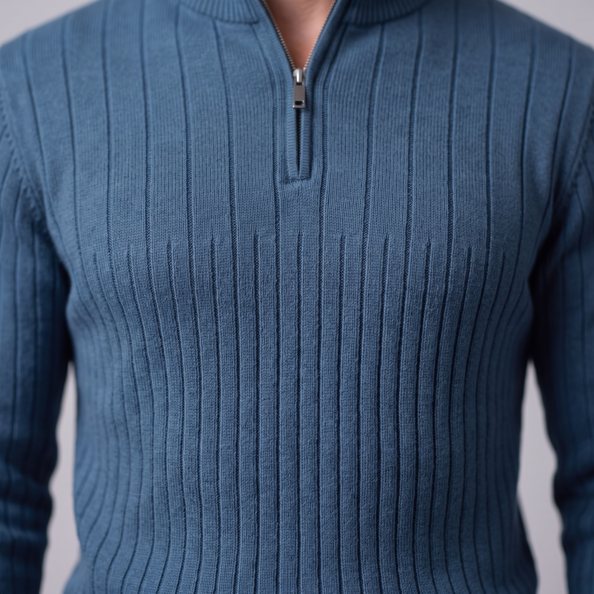 Men's Ribbed Half-Zip Cotton Sweater