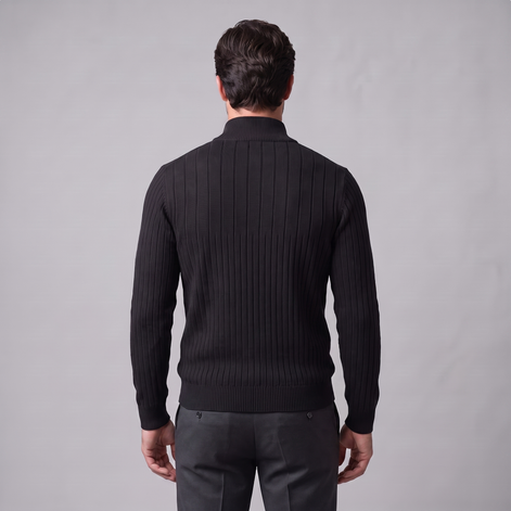 Men's Ribbed Half-Zip Cotton Sweater