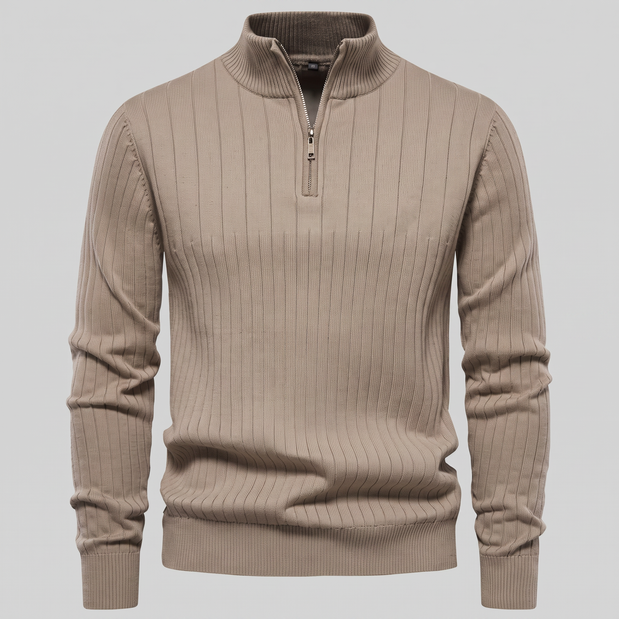 Men's Ribbed Half-Zip Cotton Sweater