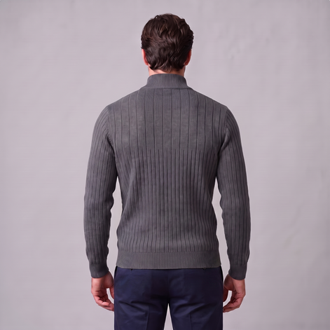 Men's Ribbed Half-Zip Cotton Sweater