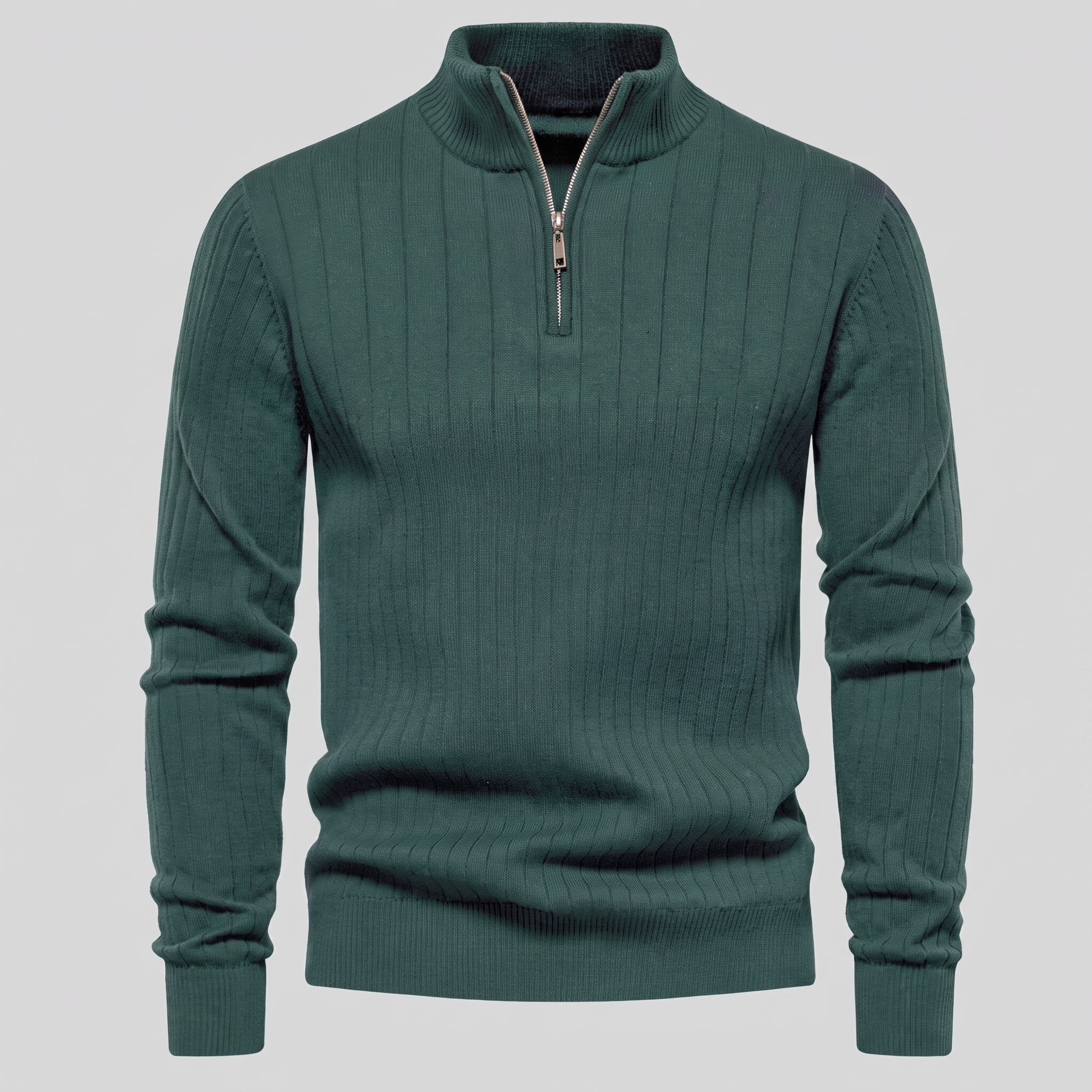 Men's Ribbed Half-Zip Cotton Sweater