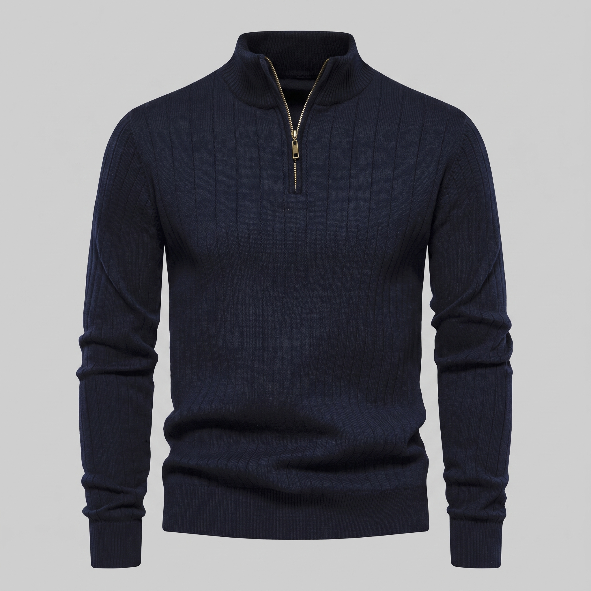 Men's Ribbed Half-Zip Cotton Sweater