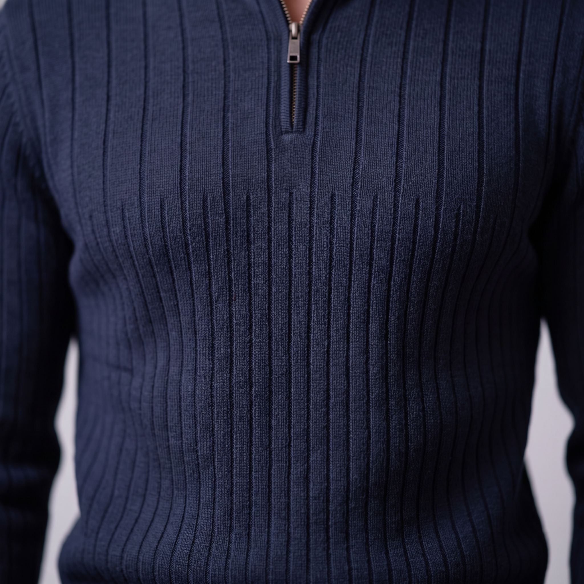 Men's Ribbed Half-Zip Cotton Sweater