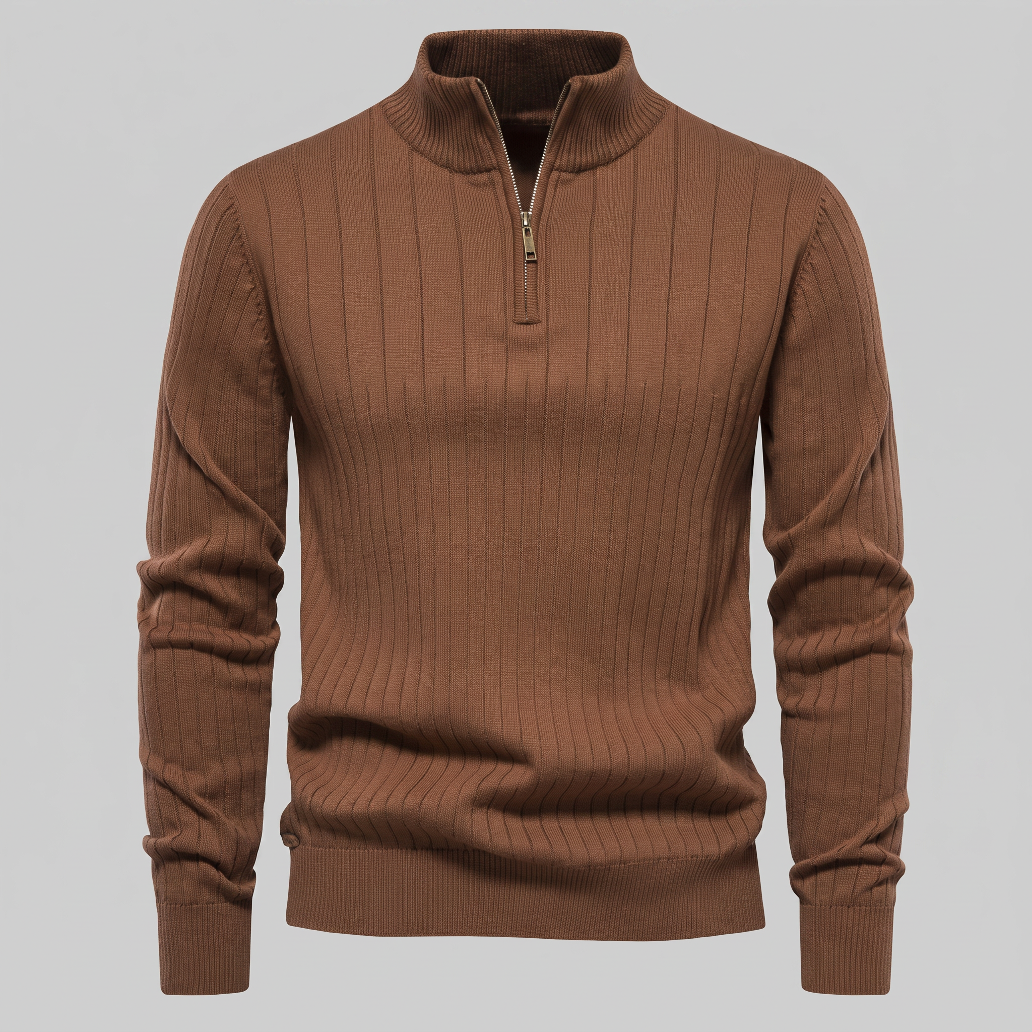 Men's Ribbed Half-Zip Cotton Sweater