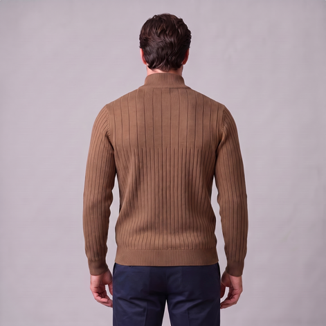 Men's Ribbed Half-Zip Cotton Sweater