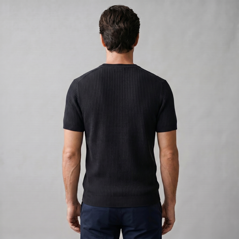 Men's Ribbed Knit Crew Neck T-Shirt